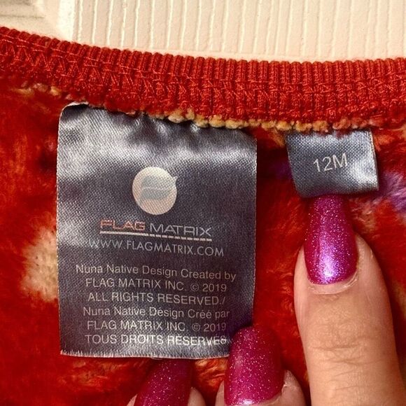 Flag Matrix Western Aztec Print Fleece Baby Full Length Sleeper Size 12 Months - Picture 4 of 9